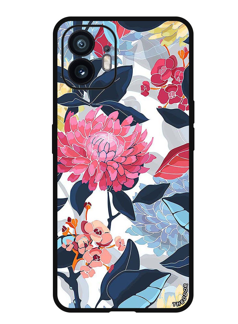 Theodor Protective Case Anti Scratch Shock Proof Bumper Cover For Nothing Phone (2) Pink Flowers Paint - Image 1