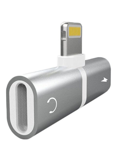 Dual-Port Lightning Headphone And Charging Adapter Splitter Silver/White/Yellow
