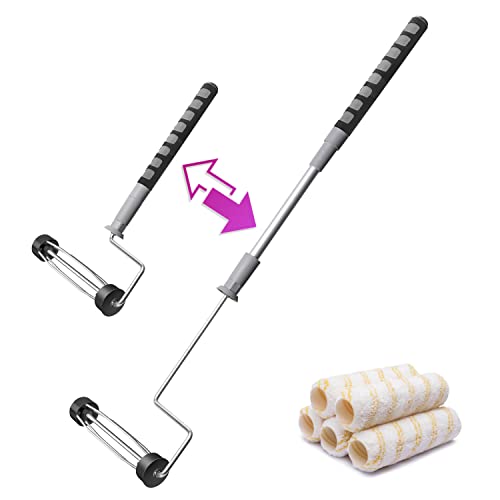 PinStone 6pcs House Paint Roller Kit, 9 inch Extendable Roller Frame with 5 Microfiber Roller Covers 1/2" Nap, Adjustable Painting Roller (18" - 36") for Walls, Ceilings, Floor, Home Painting Supplies - Image 1