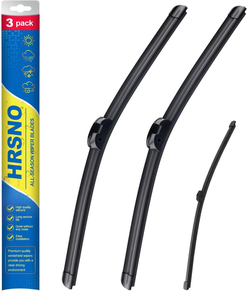 HRSNO مجموعة مساحات الزجاج الأمامي 26''+26'' مع شفرة مساحة خلفية 14'' بديل للسيارات فولكس فاجن توريج 2011-2017، سهلة التركيب (عبوة من 3 قطع) (HS-32) - Image 1