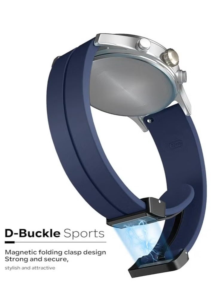 ELTRAZONE Watch Strap Magnetic Band - 16mm 18mm 19mm 20mm Quick Release Silicone Sport Band with Folding Clasp - Skin-Friendly Soft Silicone for Men and Women (Blue) - Image 2