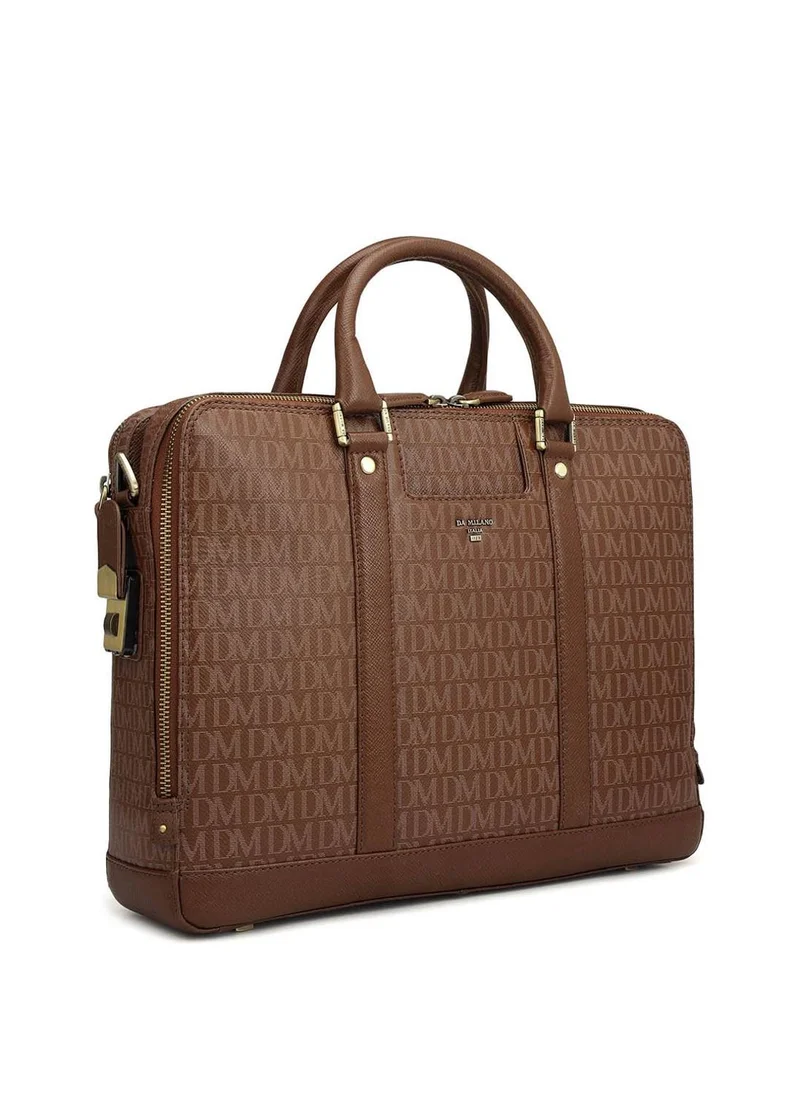 دا ميلانو حقيبة لاب توب جلد طبيعي بني من دا ميلانو
