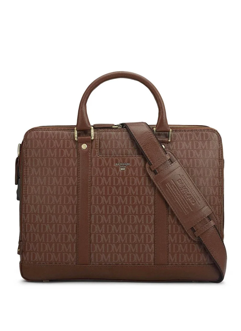 دا ميلانو حقيبة لاب توب جلد طبيعي بني من دا ميلانو
