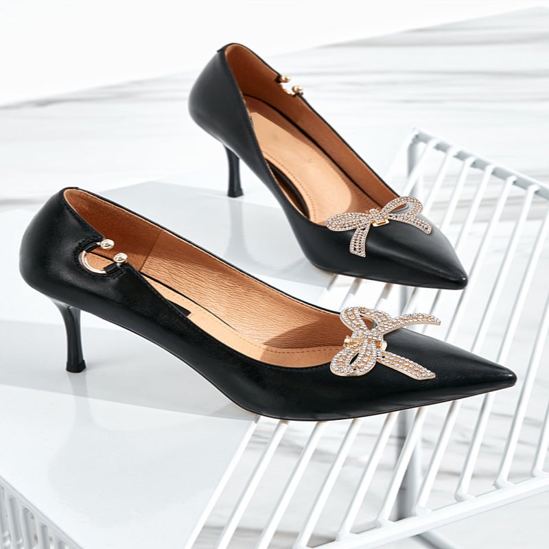 1set 2pcs Bowknot Alloy Rhinestone Wedding Shoe Decorations Detachable Shoe Buckle Clips golden 39x62x5mm - Image 3