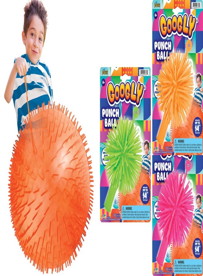 جا-رو كرة ملاكمة عملاقة قابلة للنفخ مع مسامير مطاطية (عبوة من 3 قطع) من JA-RU، لعبة فيدجيت، كرة نطاطة كبيرة قابلة للنفخ، مقاس 14 بوصة، لتخفيف التوتر، مناسبة للأطفال والكبار. حقيبة هدايا للحفلات. 6703-3s - Image 1