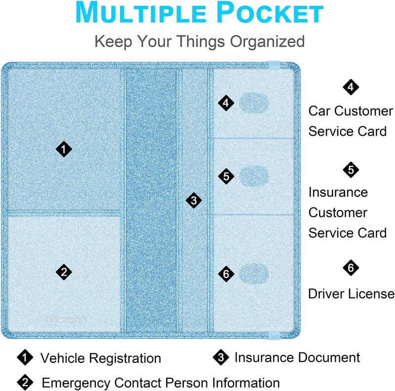 Wisdompro Car Document Holder Organiser, PU Leather Vehicle Insurance and Registration Holders Wallet Case for ID Card, Driving Licence, Key Contact Information Cards - Image 2