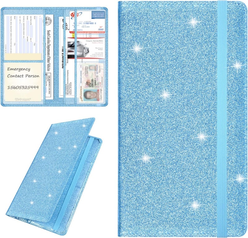 Wisdompro Car Document Holder Organiser, PU Leather Vehicle Insurance and Registration Holders Wallet Case for ID Card, Driving Licence, Key Contact Information Cards - Image 1