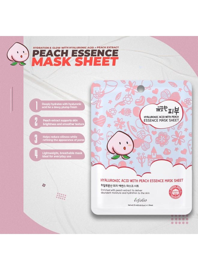 Esfolio Pure Skin Hyaluronic Acid with Peach Essence Mask Sheet 25 ml - Image 3