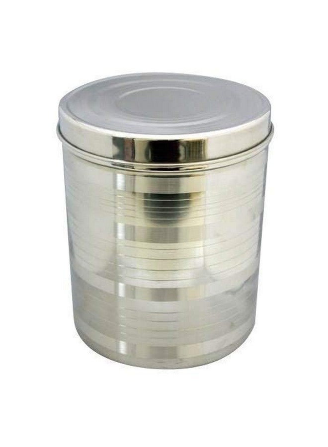 Shopsidex Stainless Steel Container - 5 Litre, 1 Piece, Silver Stainless Steel Round Dabba Canister Container 5 KG Food/Dough/Liquid Capacity NO Joints Storage Box - Image 1