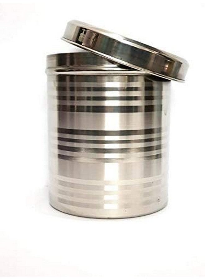 Shopsidex Stainless Steel Container - 5 Litre, 1 Piece, Silver Stainless Steel Round Dabba Canister Container 5 KG Food/Dough/Liquid Capacity NO Joints Storage Box - Image 4