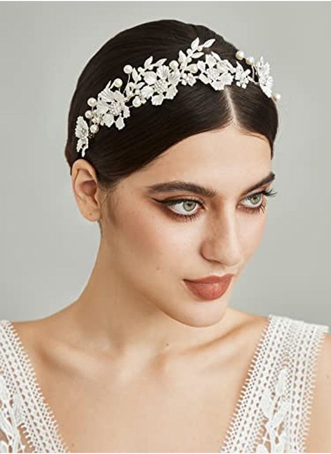 SWEETV Bridal Headband Silver Tiara For Bride Headpieces For Wedding Hair Accessories For Brides Prom Photography  - Image 2