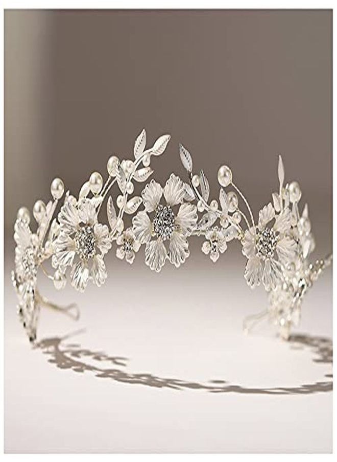 SWEETV Bridal Headband Silver Tiara For Bride Headpieces For Wedding Hair Accessories For Brides Prom Photography  - Image 1