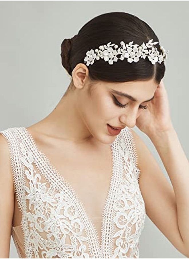 SWEETV Bridal Headband Silver Tiara For Bride Headpieces For Wedding Hair Accessories For Brides Prom Photography  - Image 4