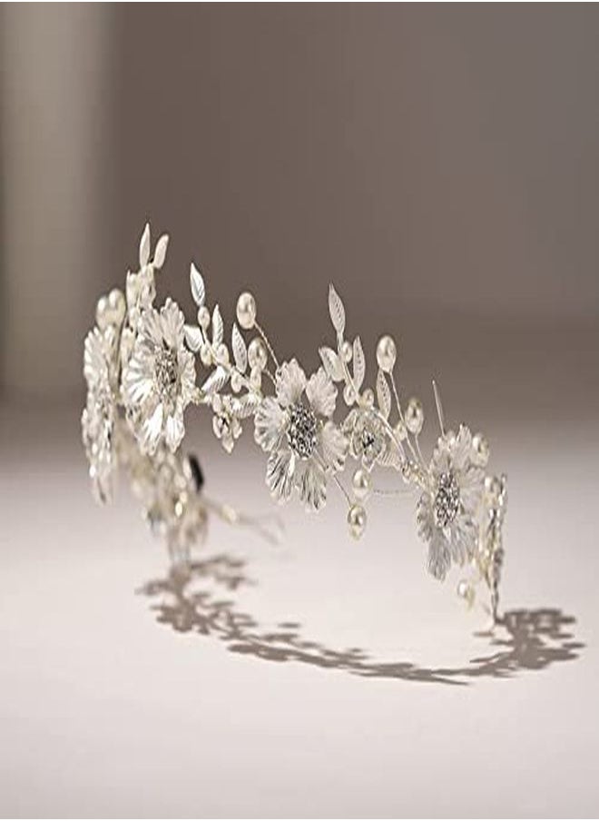 SWEETV Bridal Headband Silver Tiara For Bride Headpieces For Wedding Hair Accessories For Brides Prom Photography  - Image 5