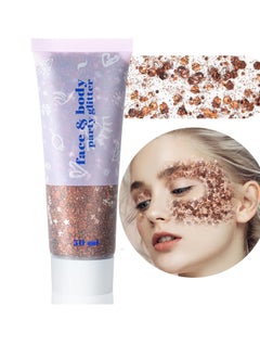 MEICOLY MEICOLY Brown Body Glitter,Deer Maroon Face Glitter Gel,Mermaid Sequins Halloween Glitter Face Paint,Chunky Glitter for Face Body Eye Lip Hair,Glitter Makeup for Women and Kids 