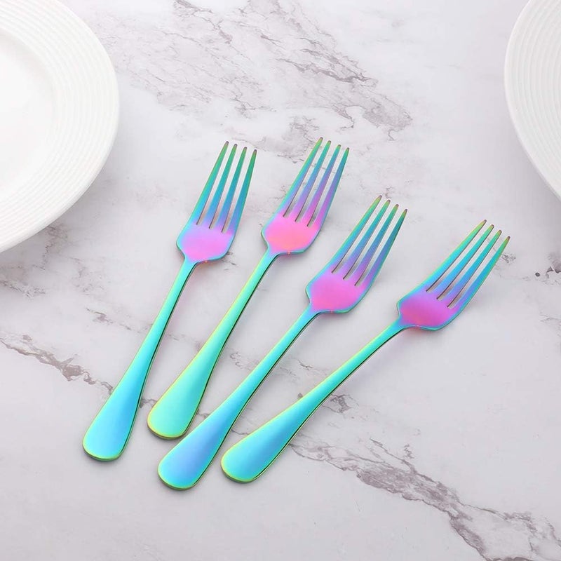 QOBIMOON Stainless Steel Salad Forks Set of 12,Small Dinner Forks 6.5-inch,Matte Titanium Fork Dessert Forks Rainbow,Dishwasher Safe for Home Restaurant Wedding Party - Image 5