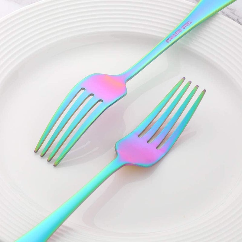 QOBIMOON Stainless Steel Salad Forks Set of 12,Small Dinner Forks 6.5-inch,Matte Titanium Fork Dessert Forks Rainbow,Dishwasher Safe for Home Restaurant Wedding Party - Image 3