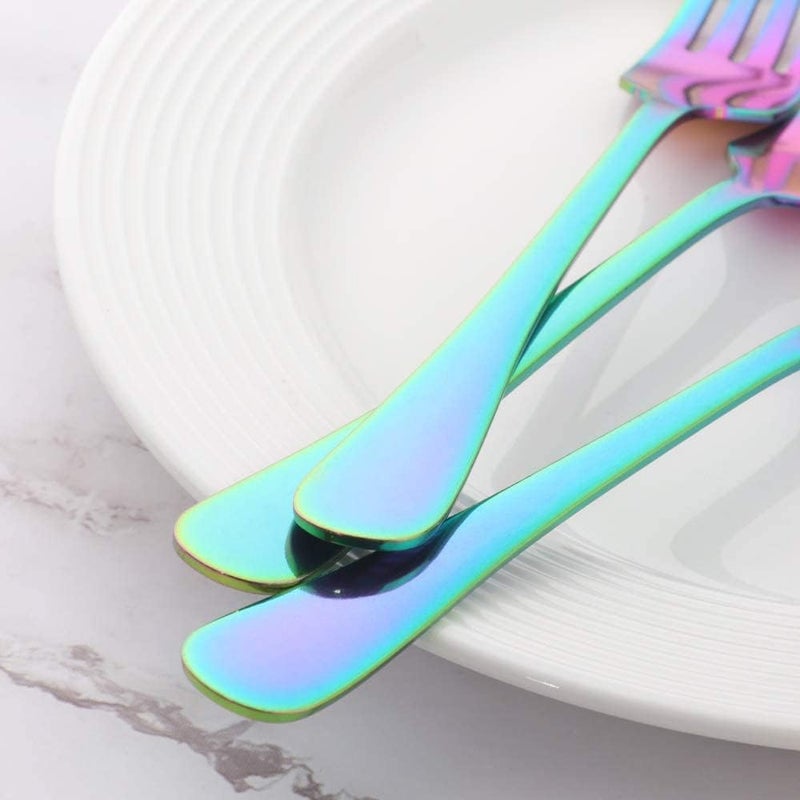 QOBIMOON Stainless Steel Salad Forks Set of 12,Small Dinner Forks 6.5-inch,Matte Titanium Fork Dessert Forks Rainbow,Dishwasher Safe for Home Restaurant Wedding Party - Image 4