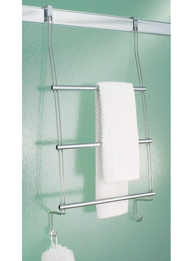 InterDesign iDesign Classico Steel Over-The-Door Towel Rack with Storage Hooks - 16.75" x 4.25" x 24", Chrome - Image 3