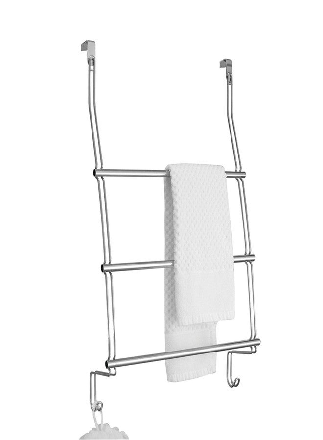 InterDesign iDesign Classico Steel Over-The-Door Towel Rack with Storage Hooks - 16.75" x 4.25" x 24", Chrome - Image 1