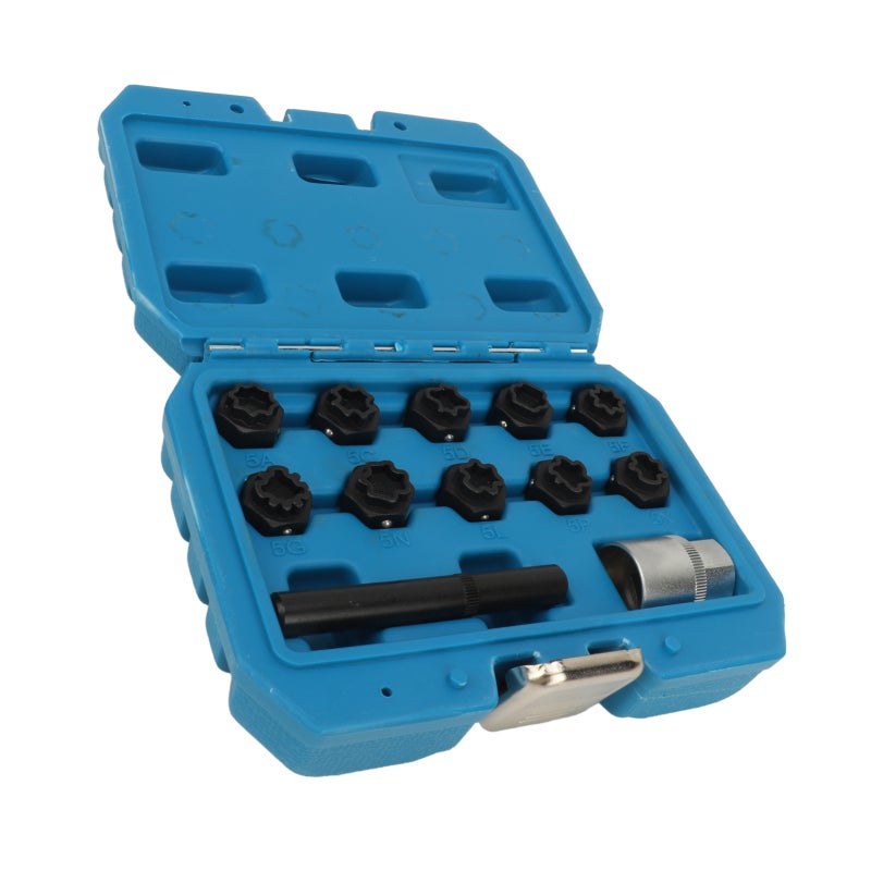 Anti Theft Wheel Locking Nut Key Kit 10-Piece Set For Mercedes - Rustproof Metal 1/2 Inch Drive Lug Nut Removal Tool for Auto Repair - Image 4