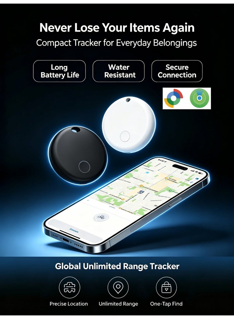 jaexest 2 Pack Dual‑System Bluetooth Air Tracker Tag Works with iOS Find My and Google Find Hub App IP66 Waterproof Dustproof Replaceable Battery Item Finder Alarm Locator for Keys Luggage Backpack Wallet - Image 1