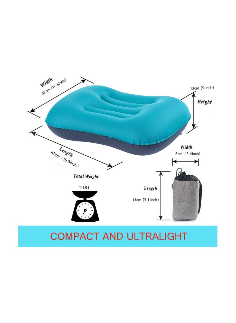 SYOSI Inflatable Travel Pillow, Ultralight Camping Pillow, Compressible Ergonomic Pillow for Neck Lumbar Support, Comfortable Neck Head Support Pillow for Camping Hiking Office Nap (Malachite Green)  - Image 4