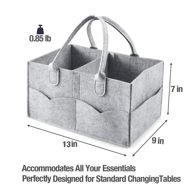 PandaEar Baby Diaper Caddy Organizer, Portable Diaper Holder Organizer Nursery Storage Basket for Wipes & baby stuff, Collapsible Baby Organizer with Divided Design (Grey) - Image 2