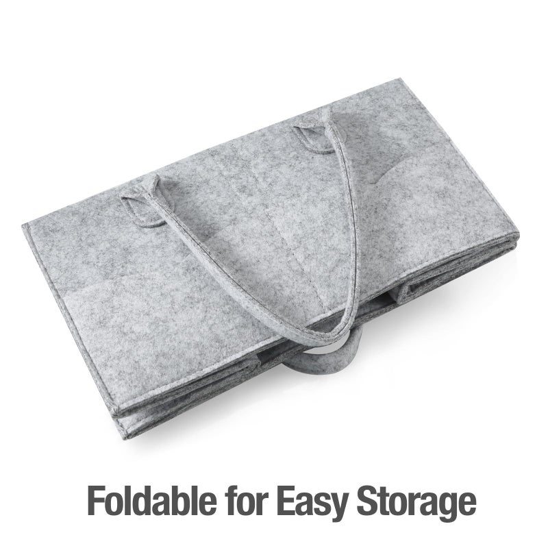 PandaEar Baby Diaper Caddy Organizer, Portable Diaper Holder Organizer Nursery Storage Basket for Wipes & baby stuff, Collapsible Baby Organizer with Divided Design (Grey) - Image 5