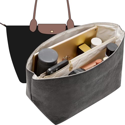 Doxo Long Champ Organizer Insert Bag Organizer Insert for le pliage Large and More Lightweight Waterproof DupontPaper Keeps Handbags Shaped Neat 6 Compartments 4 Size Black L - Image 1