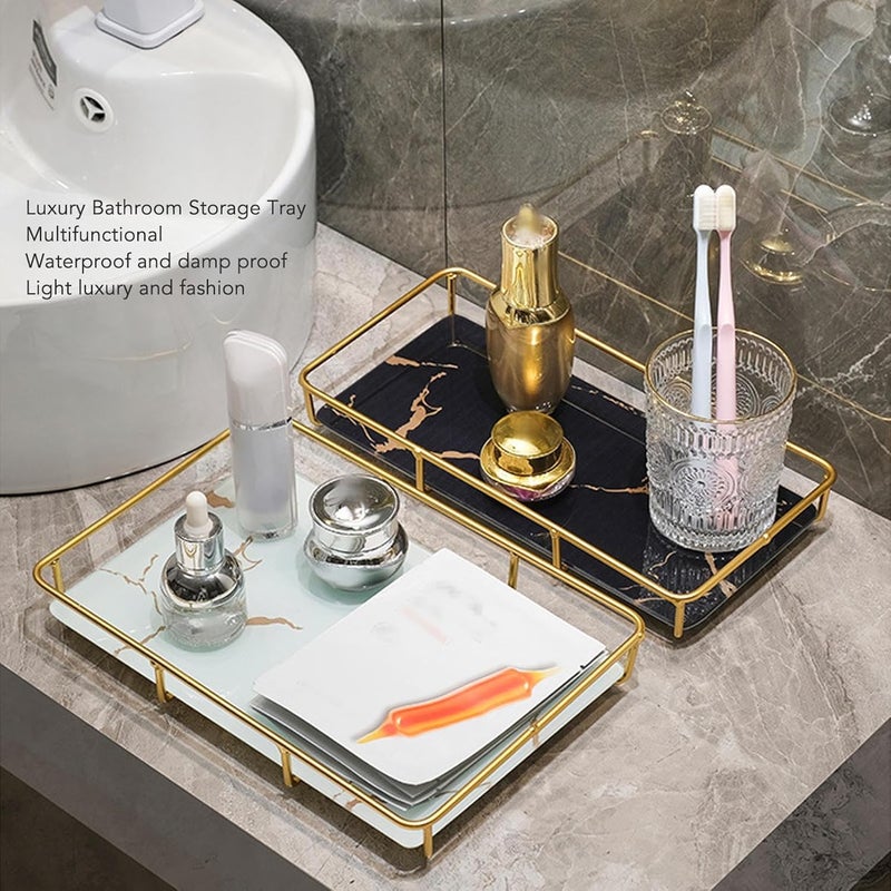 [Expert recommended] Bathroom Vanity Tray, Modern Stylish Anti Slip Holder Kitchen Countertop Storage Organizer Rectangular Dish Soap Container with Metal Frame for Hotel Table Restroom (S White) Seasonal discount Integrated practical design Affordable for all customers Local trackable shipment Cleaner resistant Just landed in store Market aligned local stock Globally trusted affordable quality Practical design Cost effective fine quality All governorates deliver Globally trusted quality Wide use compliant quality Exclusive bargain All-item unified delivery Saudi market essential Irresistible price Practical daily solution Save time & effort Indoor outdoor use Protective coating Smooth joint User tested optimized build Fine detail - Image 5