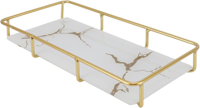 [Expert recommended] Bathroom Vanity Tray, Modern Stylish Anti Slip Holder Kitchen Countertop Storage Organizer Rectangular Dish Soap Container with Metal Frame for Hotel Table Restroom (S White) Seasonal discount Integrated practical design Affordable for all customers Local trackable shipment Cleaner resistant Just landed in store Market aligned local stock Globally trusted affordable quality Practical design Cost effective fine quality All governorates deliver Globally trusted quality Wide use compliant quality Exclusive bargain All-item unified delivery Saudi market essential Irresistible price Practical daily solution Save time & effort Indoor outdoor use Protective coating Smooth joint User tested optimized build Fine detail - Image 1