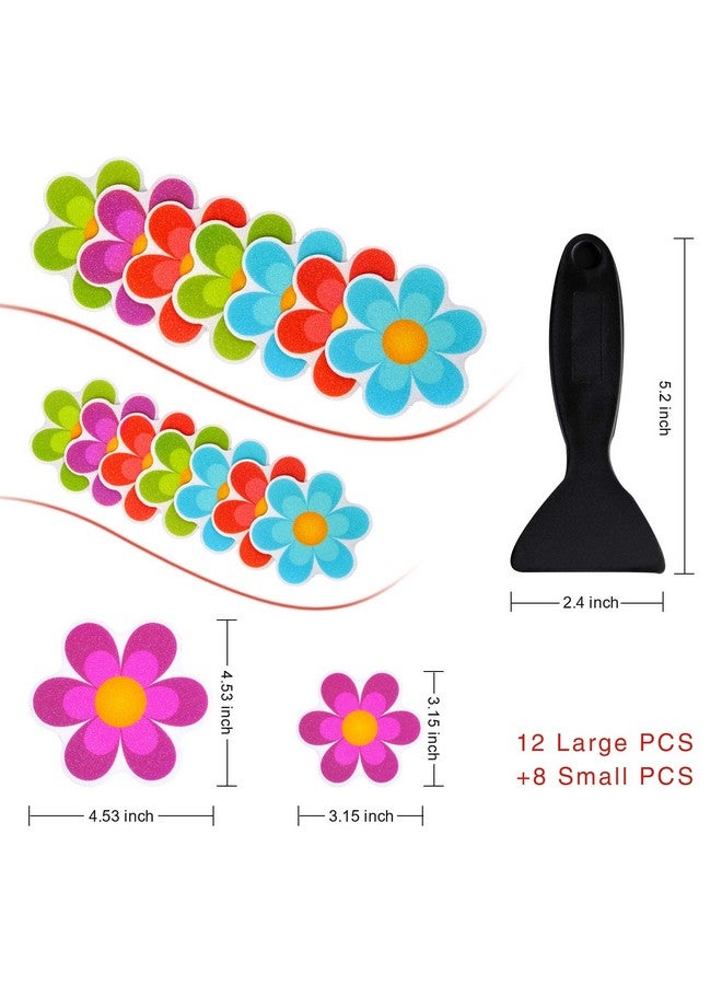 Secopad 20 PCS Original Non Slip Bathtub Stickers, Shower Floor Non Slip Stickers Bright Flowers Appliques with Premium Scraper - Image 4