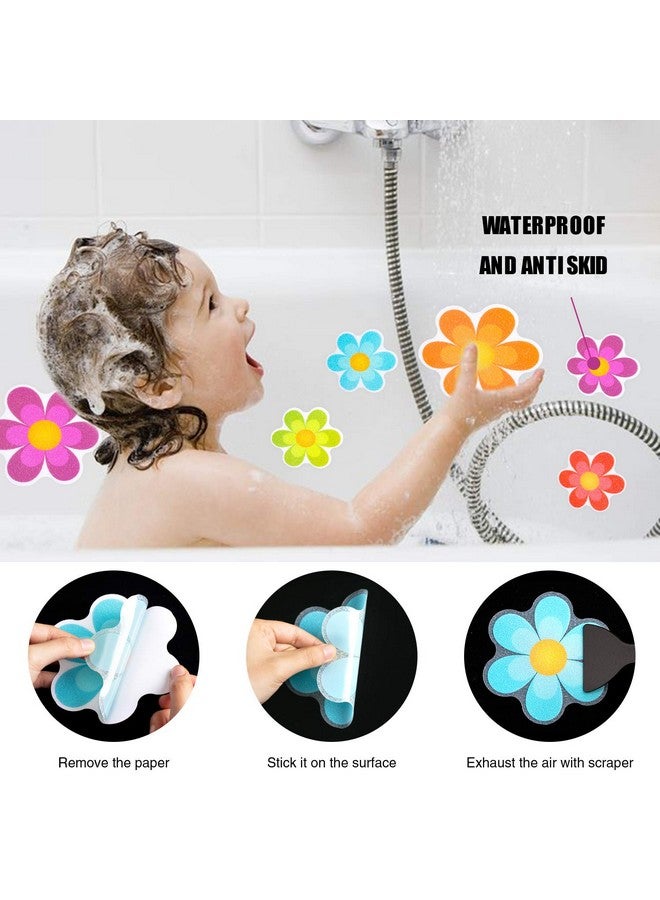 Secopad 20 PCS Original Non Slip Bathtub Stickers, Shower Floor Non Slip Stickers Bright Flowers Appliques with Premium Scraper - Image 5