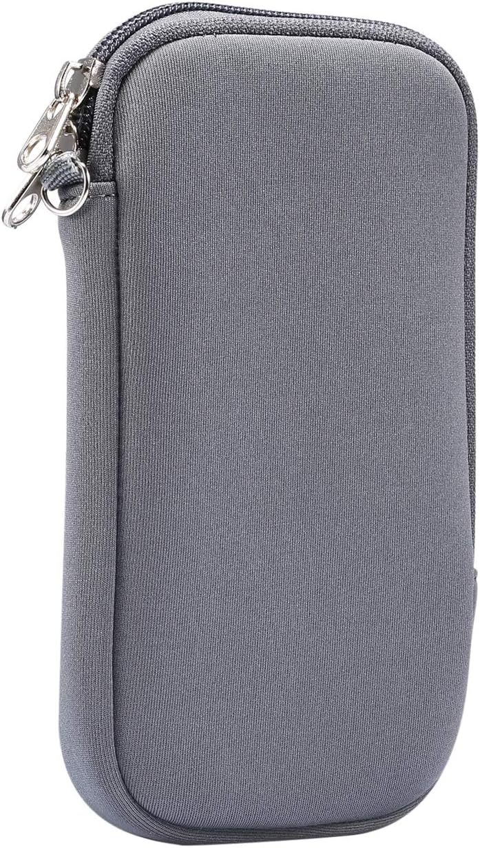 Jlyifan Neoprene Cell Phone Sleeve, Zip Wallet Pouch with Neck Strap for iPhone 17, 16, 16e, 15 15 Pro 14 14 Pro 13 12 Mini iPhone SE 3rd Gen iPhone X XS LG Aristo 5 4 3 (Gray) - Image 2