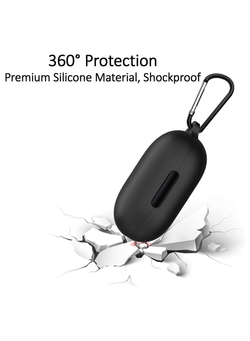 Silicone Case Compatible with Anker Soundcore Space A40, Protective Cover with Carabiner (Black) - Image 2