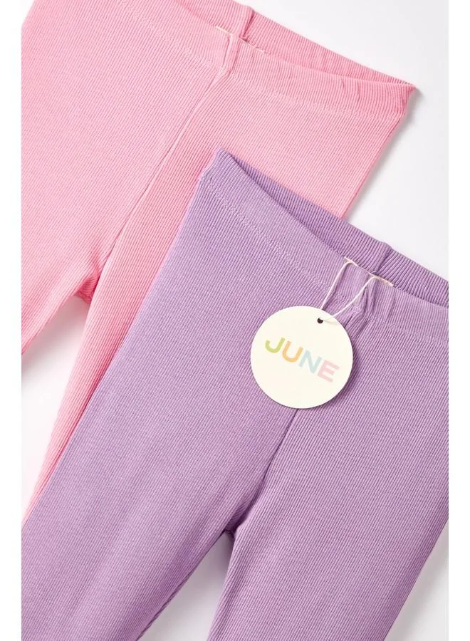 JUNE June Girl's 2-Pack Ribbed Leggings