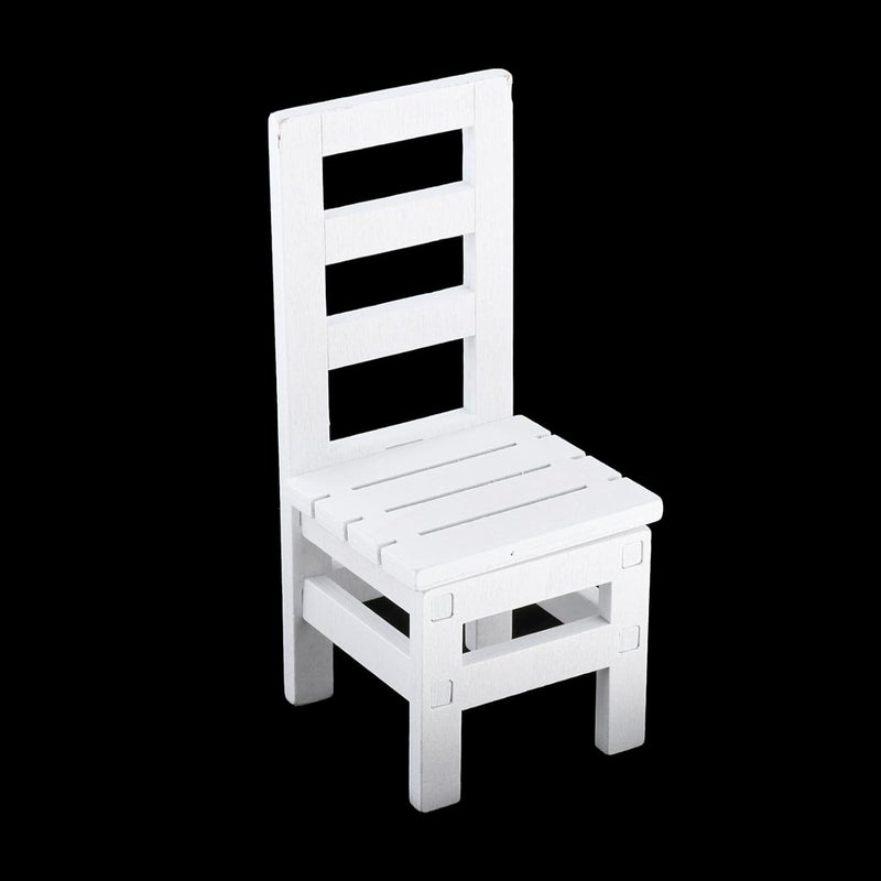 klarako 1/6 Scale Dollhouse Chair Table Miniature Simulation Wooden Chair Furniture Tiny Doll House Furniture Model Toys for Dolls Action Figure  Chair White - Image 3