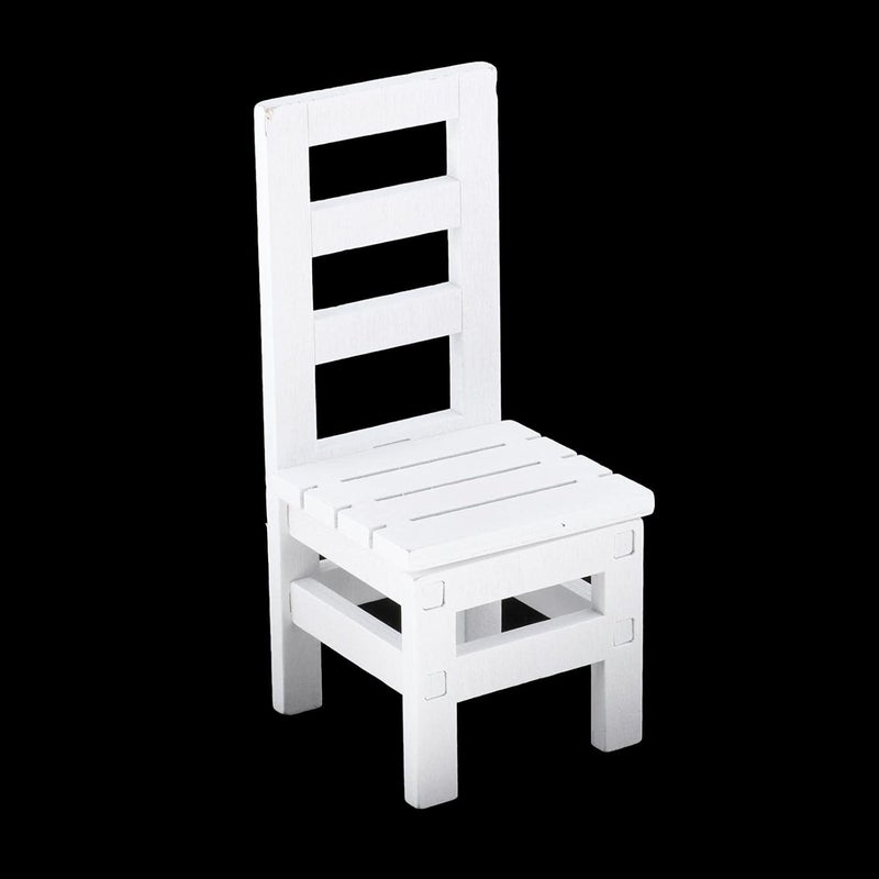 klarako 1/6 Scale Dollhouse Chair Table Miniature Simulation Wooden Chair Furniture Tiny Doll House Furniture Model Toys for Dolls Action Figure  Chair White - Image 2