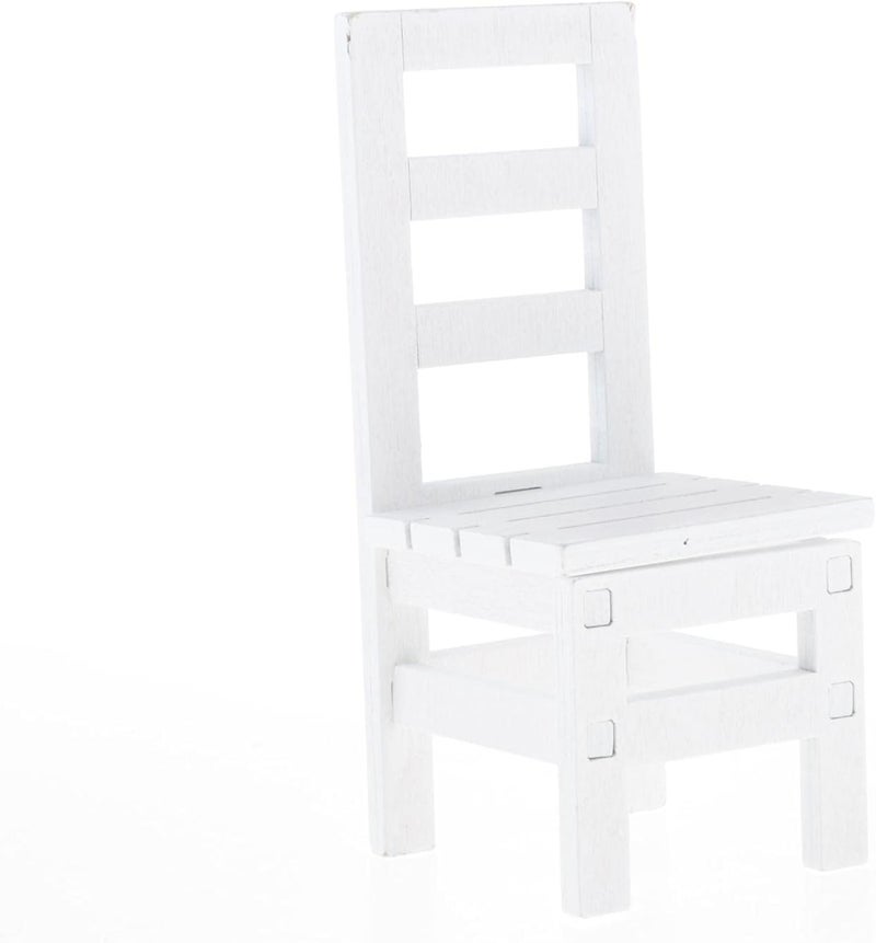 klarako 1/6 Scale Dollhouse Chair Table Miniature Simulation Wooden Chair Furniture Tiny Doll House Furniture Model Toys for Dolls Action Figure  Chair White - Image 1