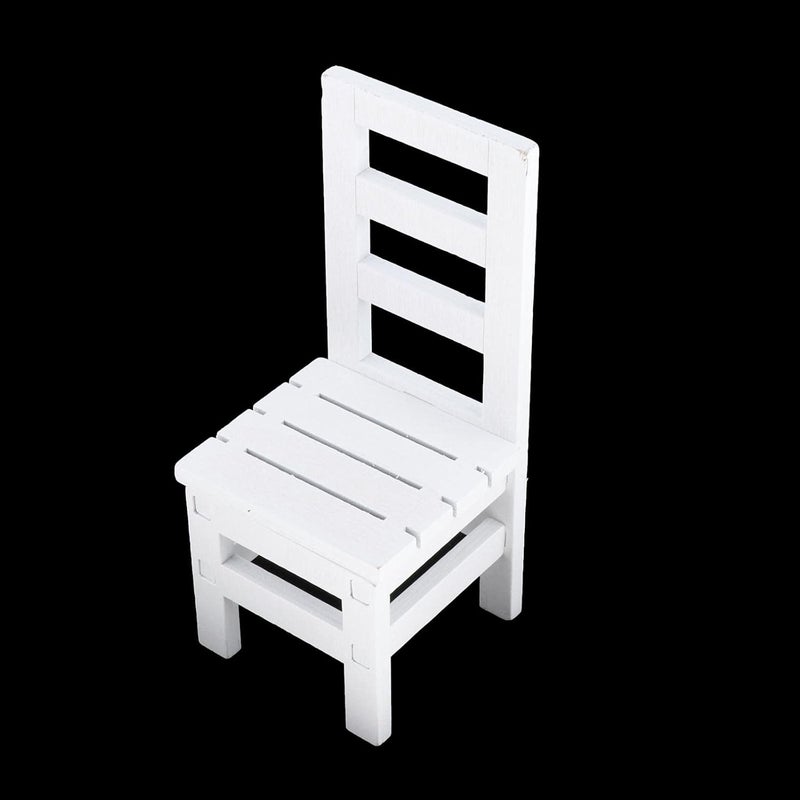 klarako 1/6 Scale Dollhouse Chair Table Miniature Simulation Wooden Chair Furniture Tiny Doll House Furniture Model Toys for Dolls Action Figure  Chair White - Image 5