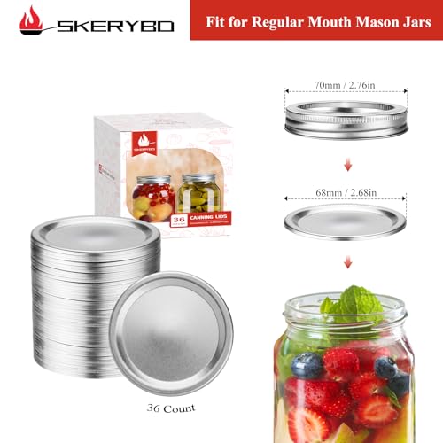 SKERYBD 36 PCS Regular Mouth Canning Lids, Lids for Mason Jar, Split-Type - Image 4