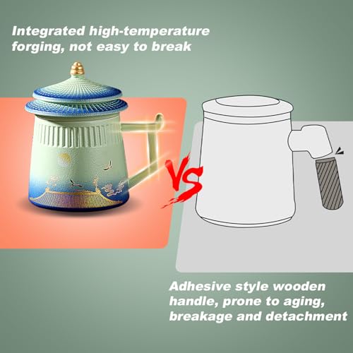 Coolpei Loose Leaf Tea Cup with Infuser and Lid 148oz Chinese Ceramic Mug with Fine Mesh Strainer Office Steeping Cup for Tea Lovers Gifts - Image 3