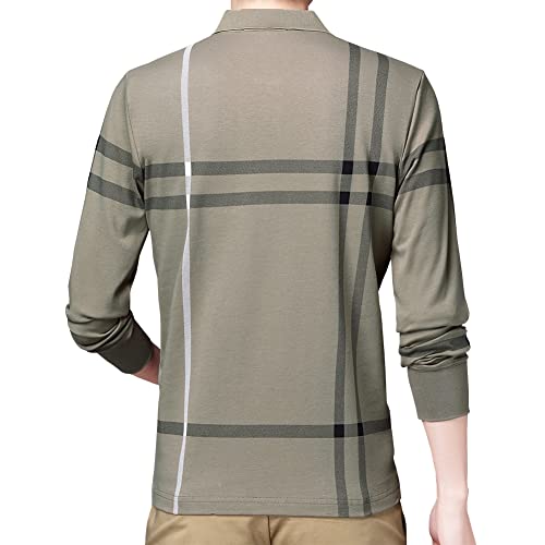 Womleys Mens Casual Striped Cotton Long Sleeve Collared T Shirt Polo Shirts (X-Large, Navy Blue) - Image 3