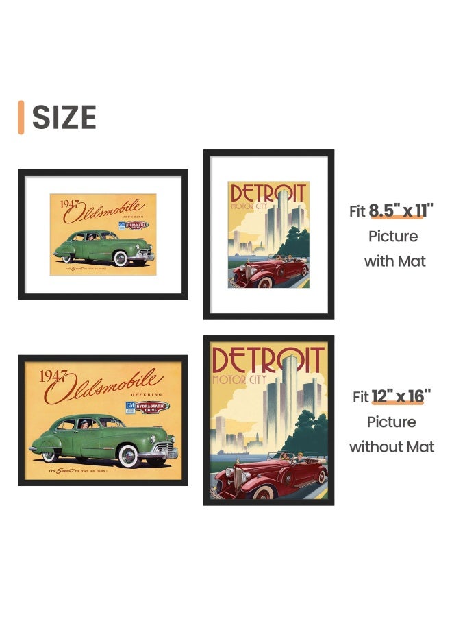 upsimples طقم إطارات صور 12x16 من 5 قطع لعرض الصور 8.5x11 مع مات أو 12x16 بدون مات، إطارات صور جدارية سوداء - Image 5