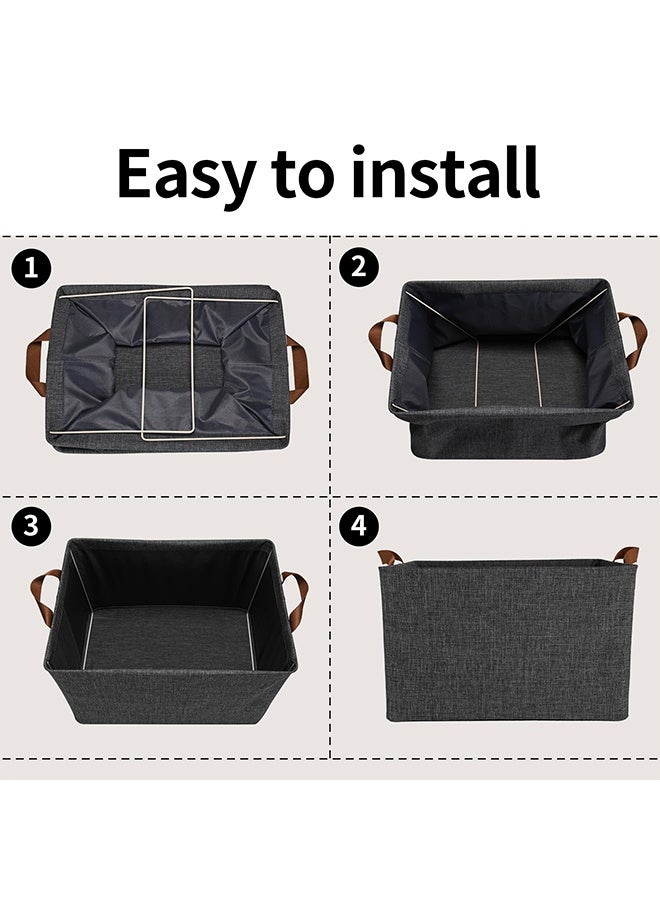 BELANO Clothes Storage Bins Foldable Wardrobes Closet Organizer with Metal Frame Collapsible Fabric Box for Organizing and Storage 2 Pack Grey - Image 5