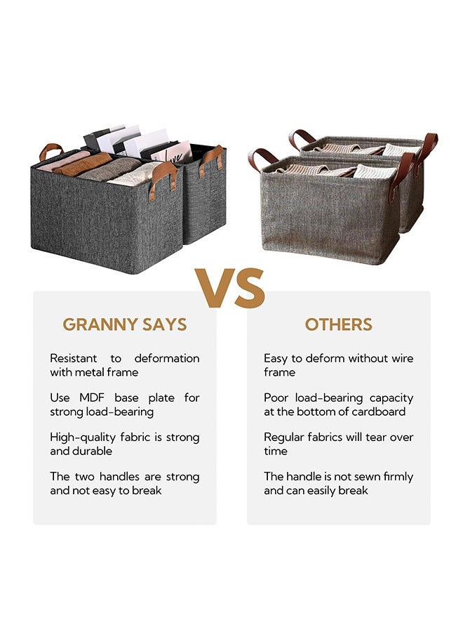 BELANO Clothes Storage Bins Foldable Wardrobes Closet Organizer with Metal Frame Collapsible Fabric Box for Organizing and Storage 2 Pack Grey - Image 4