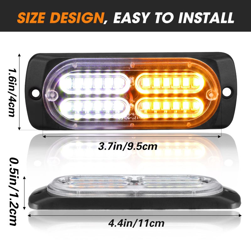 Leelosp 12 Pcs Emergency Lights for Vehicles Truck Flush Mount LED Emergency Lights with Control Box Wiring Hazard Warning Amber Strobe Lamp for Vehicle Truck Car Roadside - Image 2