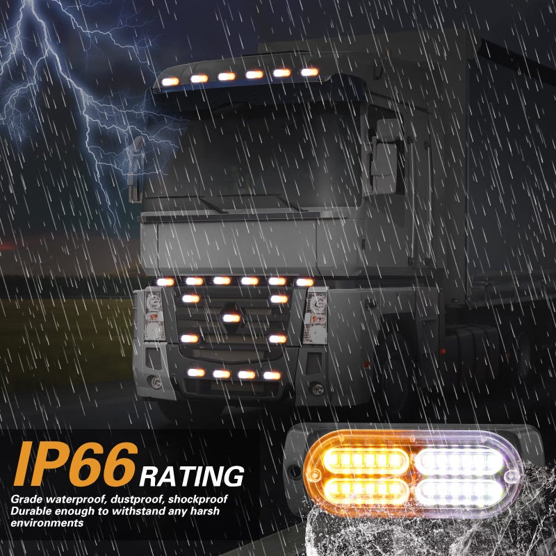 Leelosp 12 Pcs Emergency Lights for Vehicles Truck Flush Mount LED Emergency Lights with Control Box Wiring Hazard Warning Amber Strobe Lamp for Vehicle Truck Car Roadside - Image 5