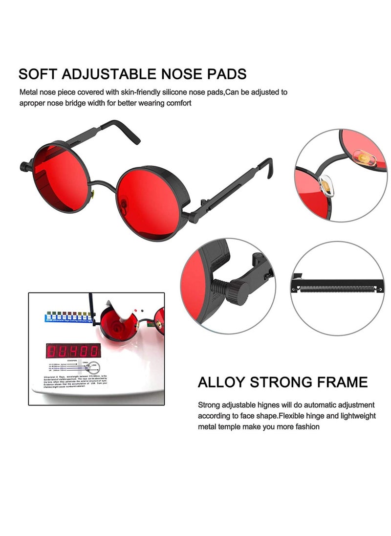 General - Retro Steampunk Sunglasses for Women and Men Round Lens Metal Frame - Image 1
